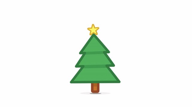 2D flat christmas tree animation, vector holiday icon with simple festive motion and alpha channel.