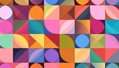 Obraz premium A colorful geometric mosaic background with various shapes and patterns