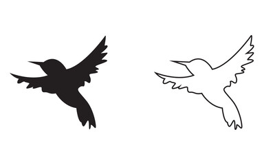 Obraz premium Flying Seagull icon. Collection of black seagull silhouettes in flight, isolated on white background, showing various wing positions and angles for design use.