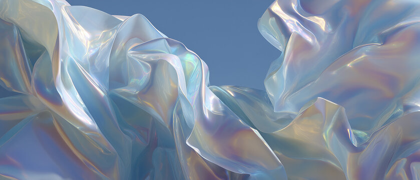 Closeup of crinkled shiny fabric texture.