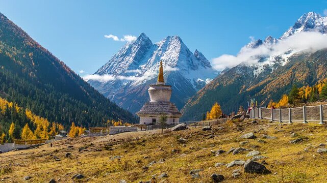 Scenic of Siguniangshan in autumn, Sichuan in China.