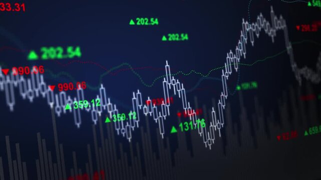 Stock market trend diagram economic and financial, trading broker index statistic graph and candlesticks chart
