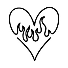 Obraz premium tribal flame heart tattoo flash - clean black line work