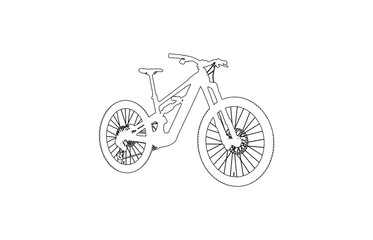 Fototapeta premium Detailed Outline of a Modern Full-Suspension Mountain Bike