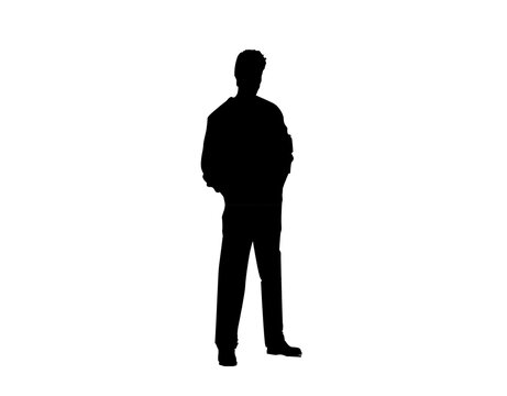 Man standing silhouette isolated on transparent background Man standing silhouette png.