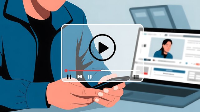 Digital video, smartphone, play button, online media, mobile entertainment