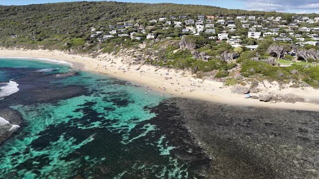 Yallingup Beach and sea aerial views Western Australia coastal travel video 4K