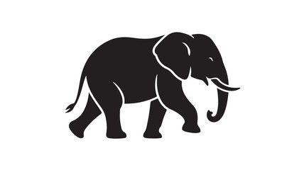 Obraz premium Elephant Silhouette Vector Graphic Walking Side View for Wildlife Conservation and Safari Branding