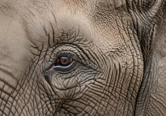 Fototapeta premium Extreme Close Up Detail Of A Wild Elephants Eye And Thick Wrinkled Skin