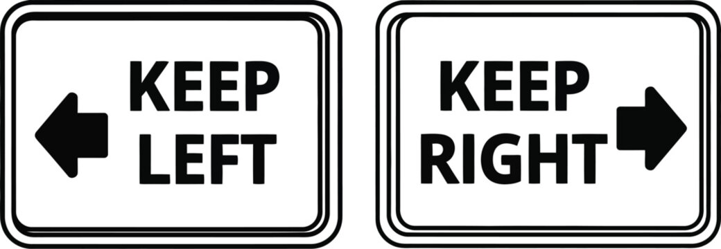 Keep left and keep right directional signs 