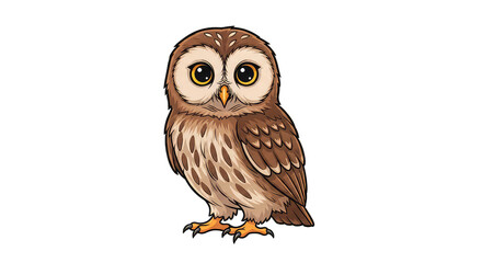 Fototapeta premium Cute brown owl with big eyes isolated on transparent background