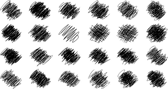 Black Scribble Texture Background, Abstract Grunge Scratched Pattern, Hand Drawn Ink Strokes