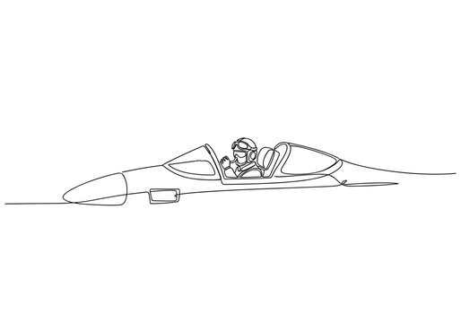 Two pilots sitting in fighter jet cockpit on white background