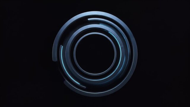Blue swirling circles on black background.
