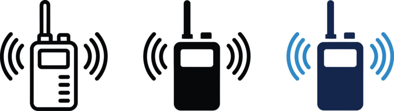 walkie talkie line icon, radio communication device, portable two way talk symbol
