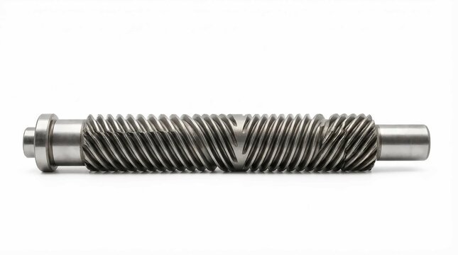 3d render of stainless steel lead screw with threaded rod for industrial machinery