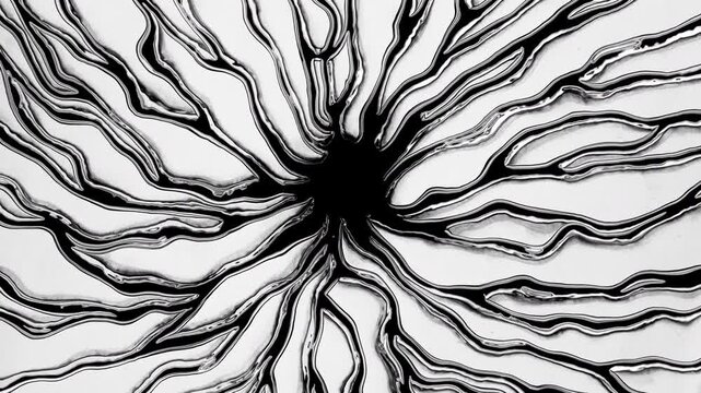 Black ink spreading abstract pattern animation