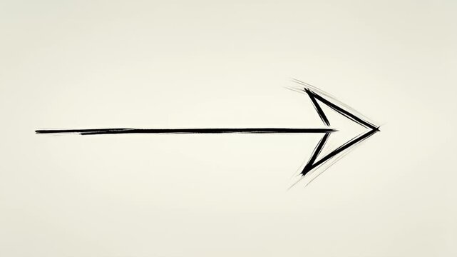 Hand drawn arrow animation on paper background, black ink sketch pointing right, minimalist doodle motion graphic for business presentations
