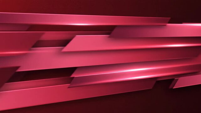 The camera tracks boldly across an abstract red vector background with clean stripes in a powerful geometric composition.