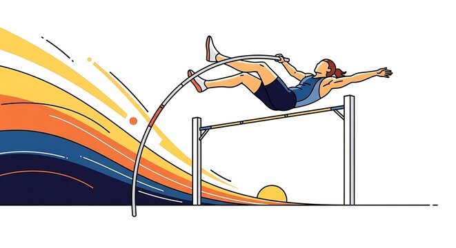 Athlete performing pole vault