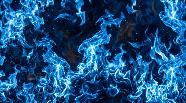 Vibrant blue fire flames create a mesmerizing wallpaper background.