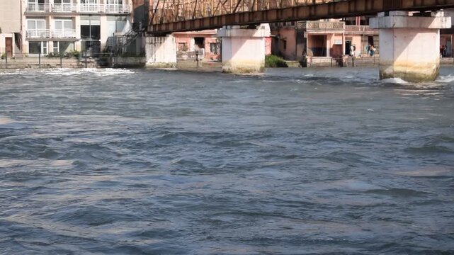 Ganga as seen at Har Ki Paudi in Haridwar, Uttarakhand, India. River Ganga is believed to be the holiest river for Hindus, Haridwar Valley on the Ganges river, India