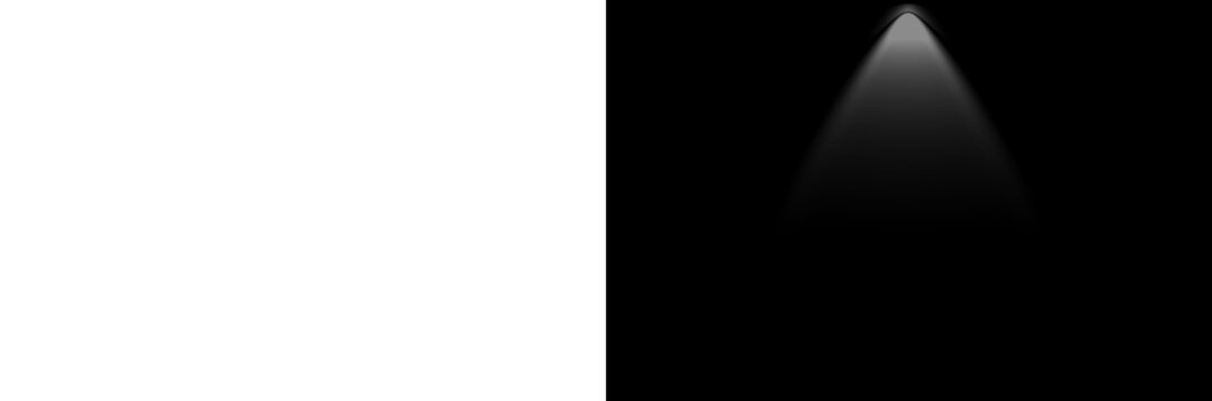 Realistic Stage Spotlight with White Light Rays and IES Photometric Beam Effect Isolated on Transparent Background.