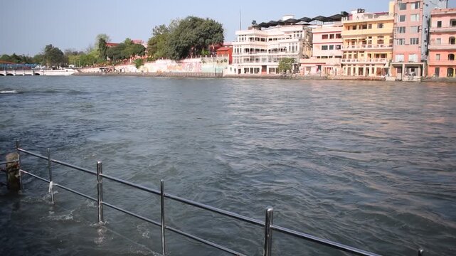 Ganga as seen at Har Ki Paudi in Haridwar, Uttarakhand, India. River Ganga is believed to be the holiest river for Hindus, Haridwar Valley on the Ganges river, India