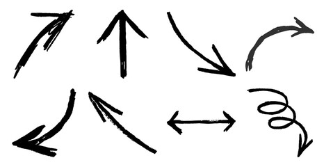 Fototapeta premium Hand-drawn arrows various directions element set