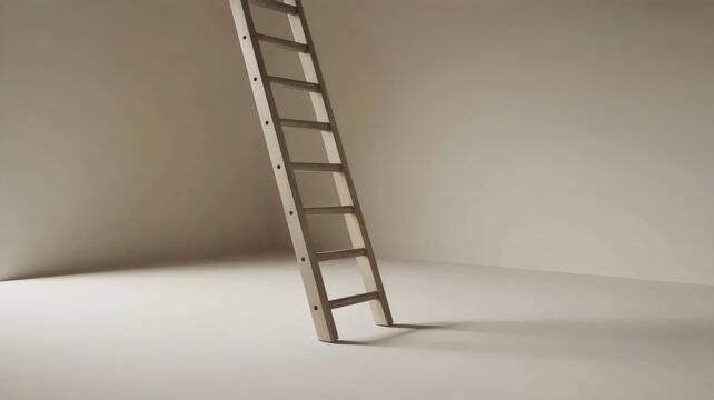 Minimalist ladder leaning into white negative space &ndash; Great for inspiration, spiritual growth, or vision.