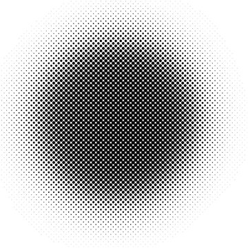 Black and White Circular Halftone Dot Pattern with Radial Gradient Effect on White Background for Graphic Design, Print, and Retro Pop Art Texture
