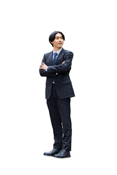 新緑に立つ若い男性x