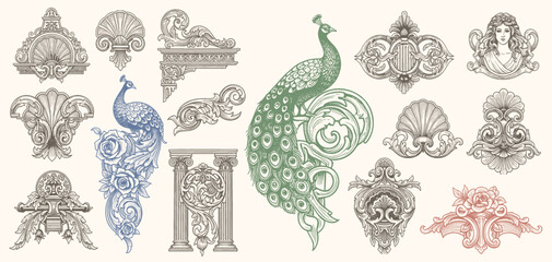 Vintage Baroque Victorian frame border, frame flower pattern vector floral engraved scroll ornament leaf retro decorative design. filigree calligraphic heraldic shield swirl © bow