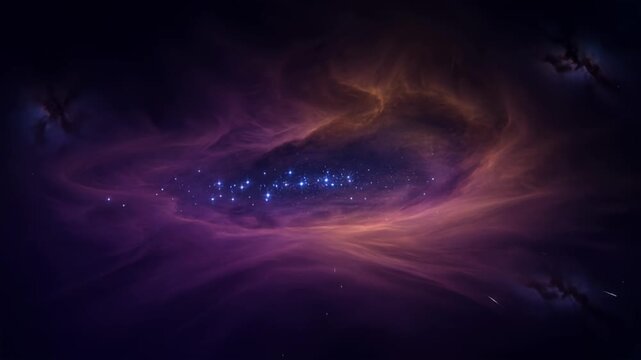 Stunning Cosmic Cloudscape with Glittering Stars and Mysterious Purple Hues