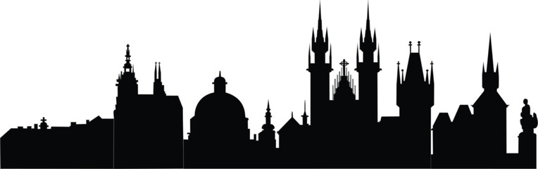 Fototapeta premium Prague Skyline Silhouette Vector Illustration