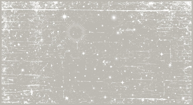 Vintage distressed starry background with grunge texture and retro celestial pattern