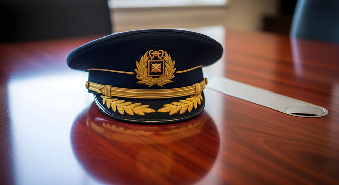 Memorial day images honoring service with a navy captain's combination cap