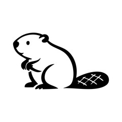 Logotipo con dibujo minimalista con líneas de un castor sentado visto de perfil   © teracreonte