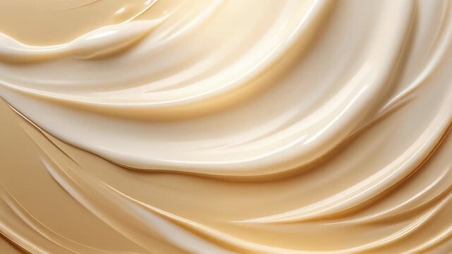 Closeup of a creamy light brown cosmetic product possibly foundation or concealer with a smooth swirled texture perfect for beauty and skincare themes. 4k Footage Video