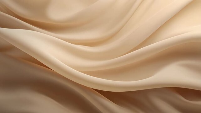 Elegant Flowing Beige Silk Fabric with Smooth Waves and Drapes Luxurious Textile Background. 4k Footage Video