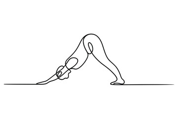 Minimalist line drawing of a woman in downward facing dog pose © Md