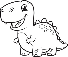 Fototapeta premium friendly cartoon dinosaur waving hello vector illustration