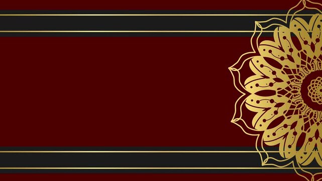 Maroon and gold mandala motion with dark frame. Motion background