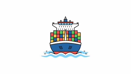 Fototapeta premium Container Ship Carrying Cargo Illustration on White Background