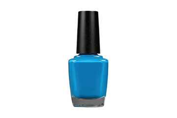 Obraz premium Blue nail polish bottle featuring a vibrant teal lacquer, a beauty cosmetic product for manicure and pedicure on transparent background