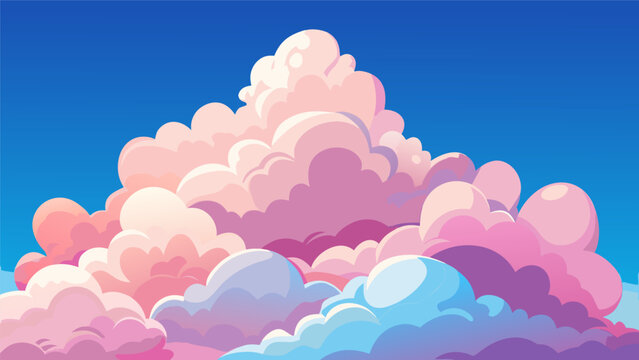 Whimsical pastel clouds floating against a serene sky backdrop Background design 