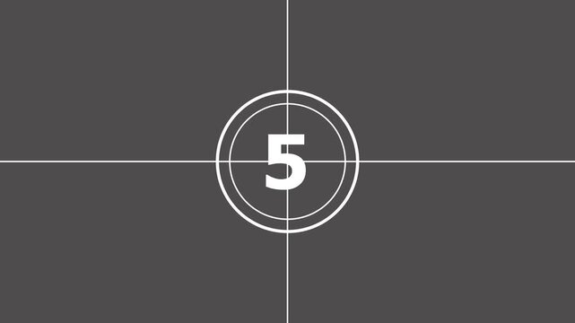 countdown movie from 10 to 0 number. Old movie film countdown. frame change animation and grey overlay. 10 seconds countdown timer animation on background with alpha chanel. 4k video animation