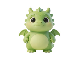 Fototapeta premium Cute Green Dragon Figurine with Wings and Big Eyes