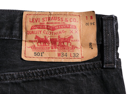 Freigestellte schwarze Levi Strauss 501 Jeans Hose im PNG Format, Z&uuml;rich 6.4.2026