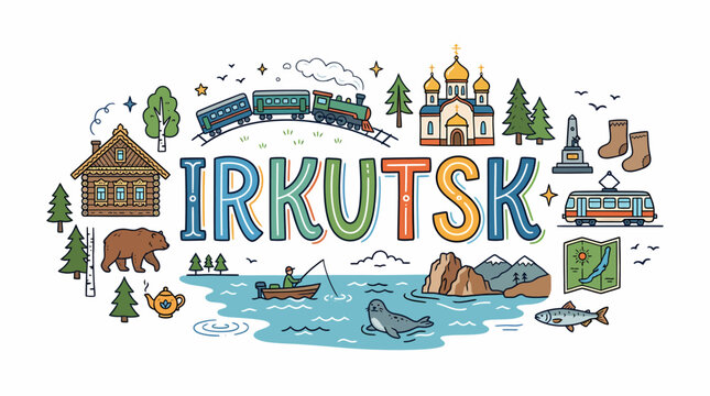 Irkutsk City - Russia Travel Illustration